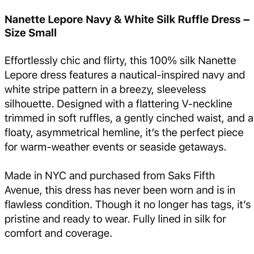Nanette Lepore Navy Blue and White Stripped Dress
